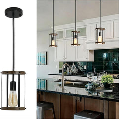 Industrial Pendant Lighting for Kitchen Island, Rustic Mini Cage Pendant Light, Farmhouse Pendant Lamp with Silver Grey Adjustable for Dining Room, Hallway, Entryway, Bedroom