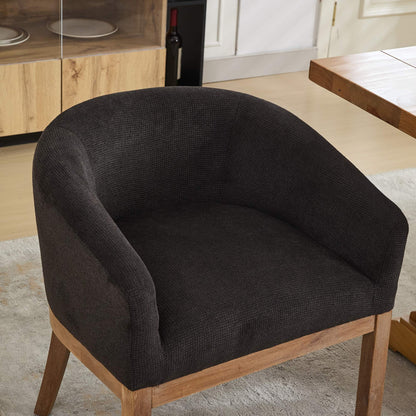 Mid Century Modern Upholstered Barrel Dining Chairs with Arms,Farmhouse Linen Kitchen & Dining Room Chairs with Natural Hardwood Frame, 19" W Accent Chairs,Single Pack,Charcoal Gray,SW1891BK image 10
