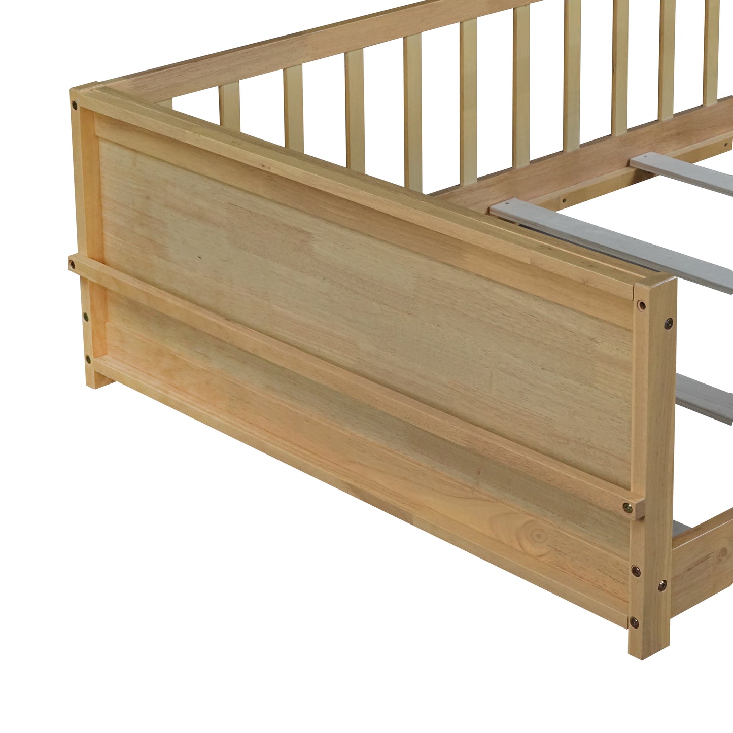 Twin size Floor Platform Bed with Built-in Book Rack,Natural(Old Sku:W504P143309) image 5