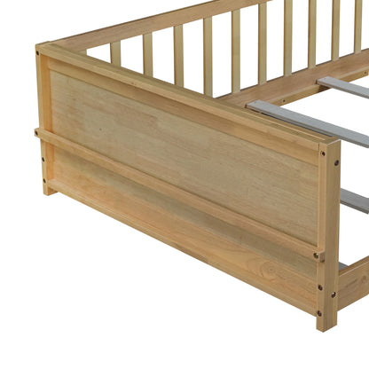 Twin size Floor Platform Bed with Built-in Book Rack,Natural(Old Sku:W504P143309) image 5