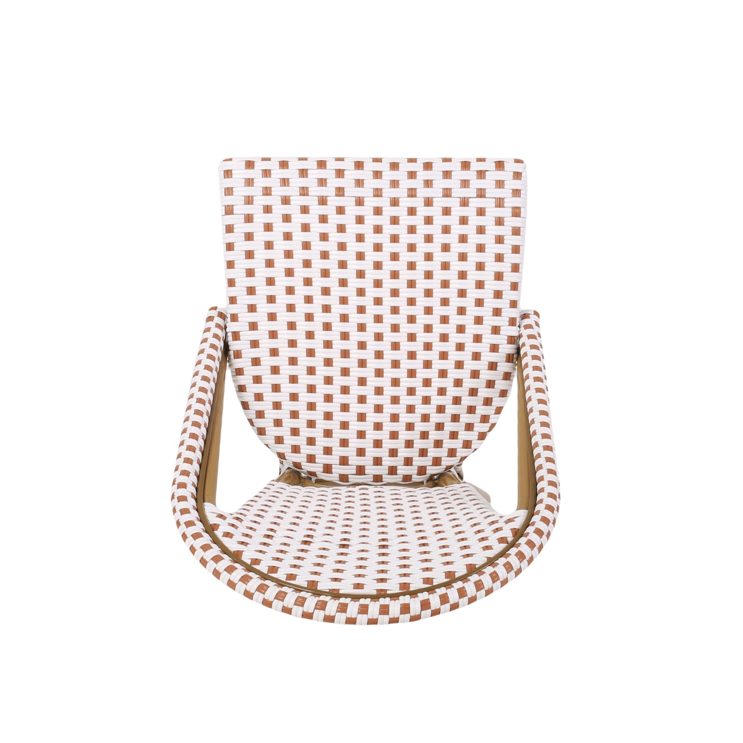 Outdoor PE Ratten and Aluminum French Bistro Chairs, Set of 2, Rusted Red & White, Bamboo Print Finish image 8