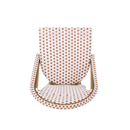 Outdoor PE Ratten and Aluminum French Bistro Chairs, Set of 2, Rusted Red & White, Bamboo Print Finish image 8
