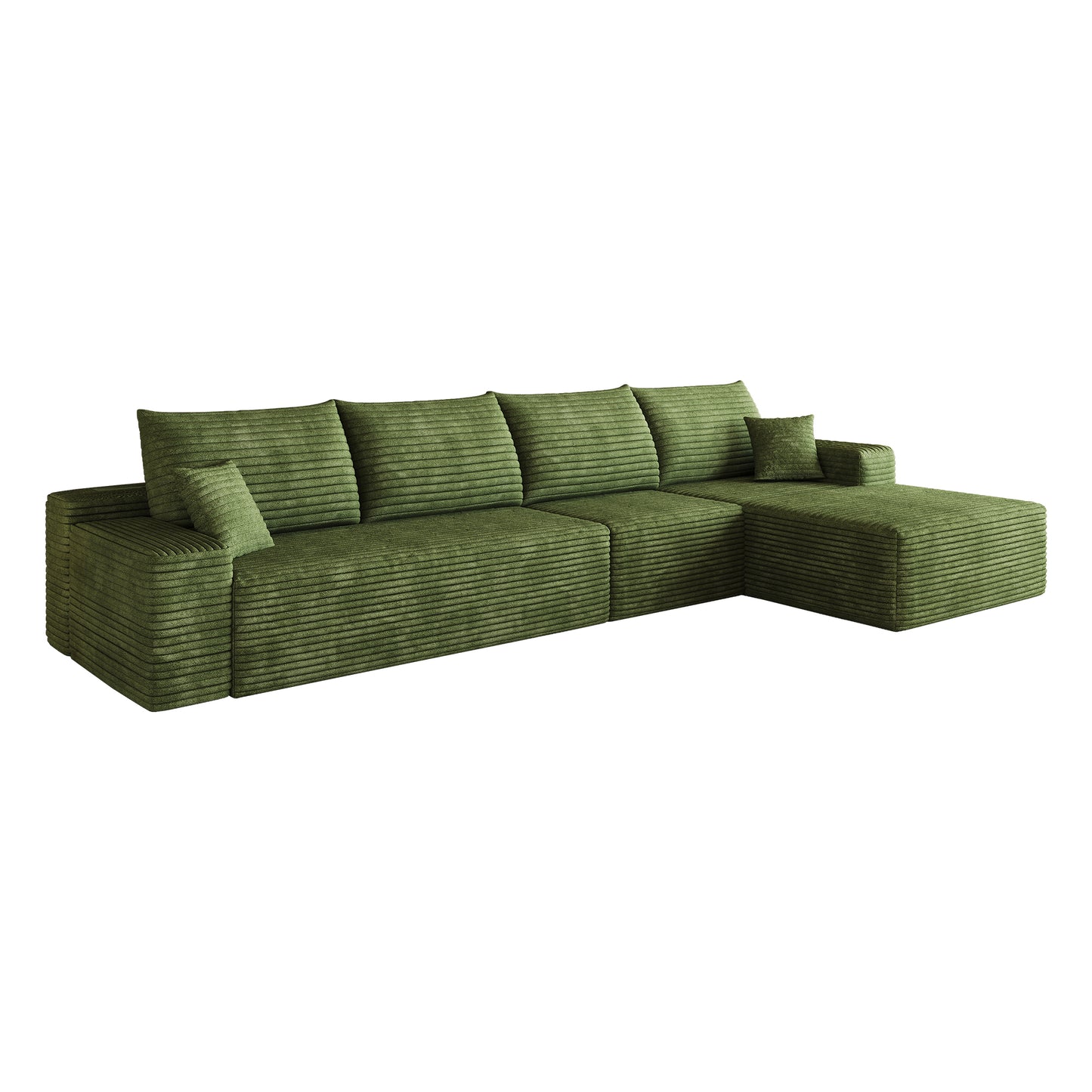 135" Cloud Sectional Couch with L-Shape Chaise,Modern Modular Sofa with Deep Seat, Upholstered Couches for Living Room Bedroom,No Assembly Required, (Plush Corduroy Fabric),Green image 7