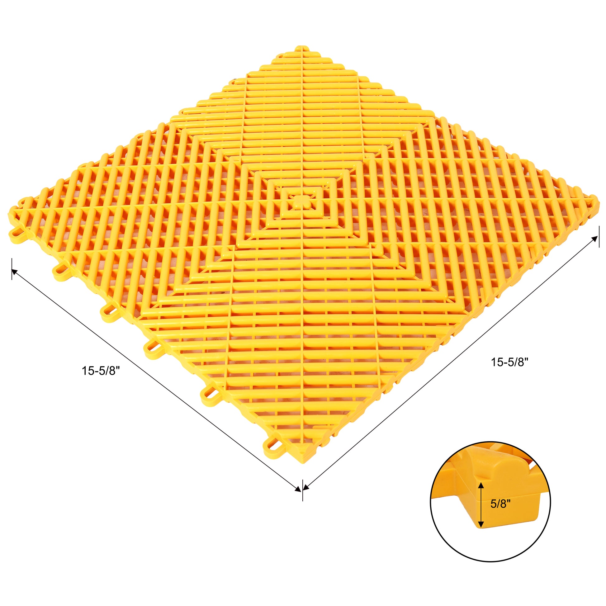 25pcs Plastic Garage Floor Mats,15.6"x15.6" Size,Non-Slip Interlocking Plastic Garage Floor Mat,Splicing Drainage Floor Tile and Shower Mat, for Garage, Garden, Kitchen & Outdoor, Yellow image 12
