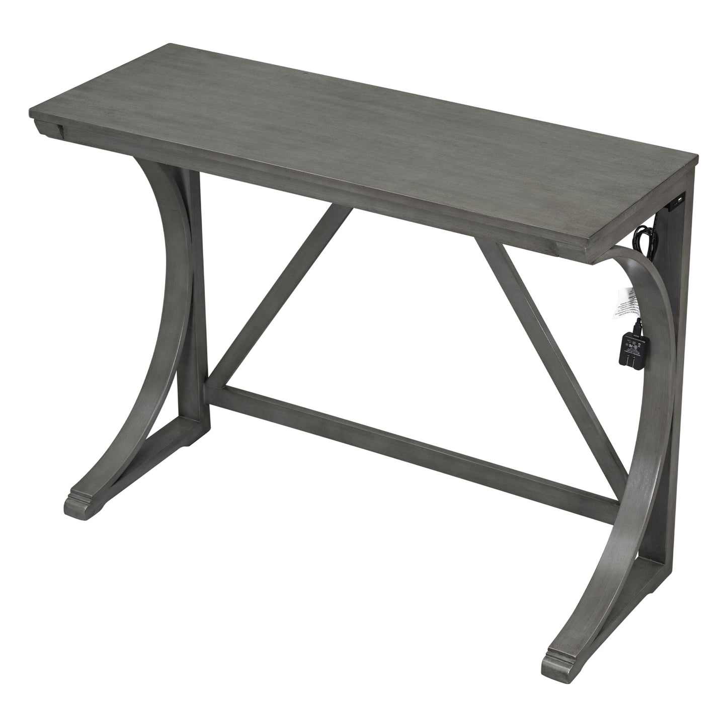 TOPMAX Farmhouse 3-Piece Counter Height Dining Table Set with USB Port and Upholstered Stools,Gray image 9