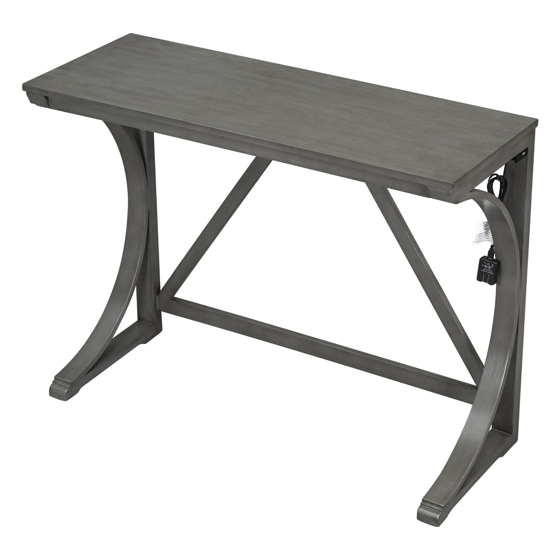 TOPMAX Farmhouse 3-Piece Counter Height Dining Table Set with USB Port and Upholstered Stools,Gray image 9