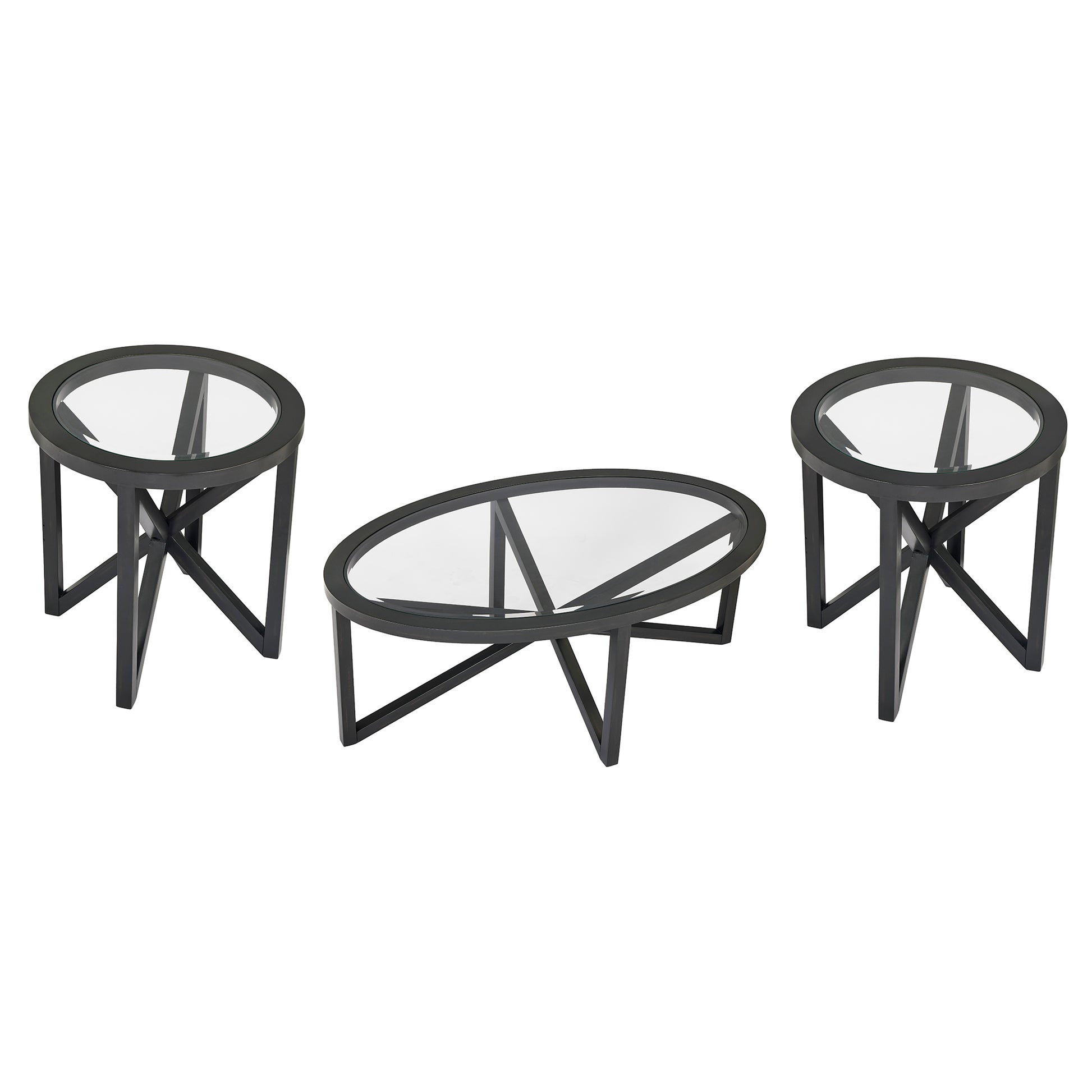 Modern simple glass coffee table, tempered glass coffee table solid wood base round transparent glass top modern living room terrace study coffee table image 7