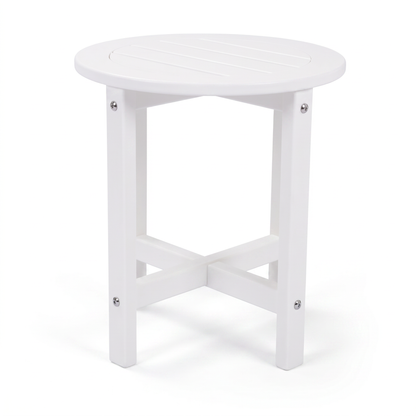 White HDPE Round Outdoor Side Table, 18 in. Dia. x 17 in. H, Small Weather-Resistant Patio End Table image 11