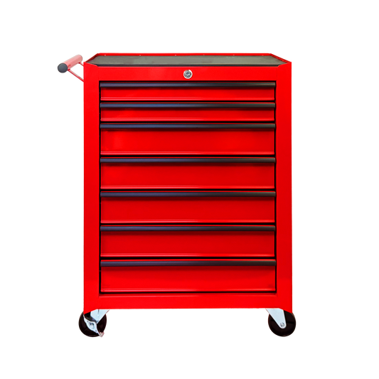 Rolling Metal Tool Chest with 7 Drawers, 20" 7-Drawer Tool Chest Cabinet with Ball Bearing Drawer Slides, Steel Tool Storage Box Organizer -RED image 1