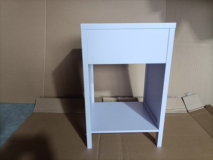 Modern Nightstand with Drawer and Open Shelf,Scalloped Edge Bedside Table for Bedroom, Cute Minimalist Side Table for Kids Room or Girls' Room,Light Purple image 7