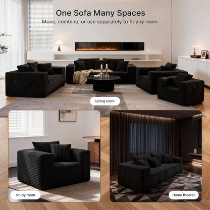 Small Boneless Sofa Chair, No Assembly Couch in a Box Memory Foam Mini Cloud Reading Chair with Throw Pillow for Living Room Bedroom Playroom image 3