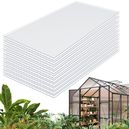 4' x 2' Twin-Wall Polycarbonate Greenhouse Panels (10 Pack), High Light Transmission & All-Weather Insulated Sheets, Shatter-Resistant Replacement for Glass Roofing, Balcony Divider image 1