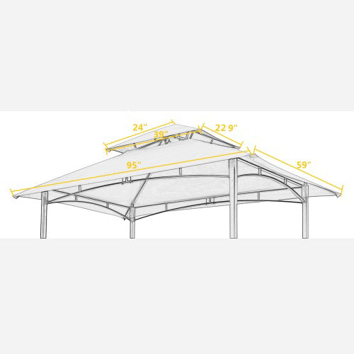 8x5Ft Grill Gazebo Replacement Canopy,Double Tiered BBQ Tent Roof Top Cover image 5