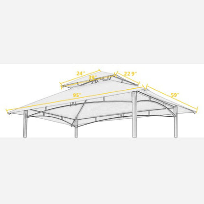 8x5Ft Grill Gazebo Replacement Canopy,Double Tiered BBQ Tent Roof Top Cover image 5