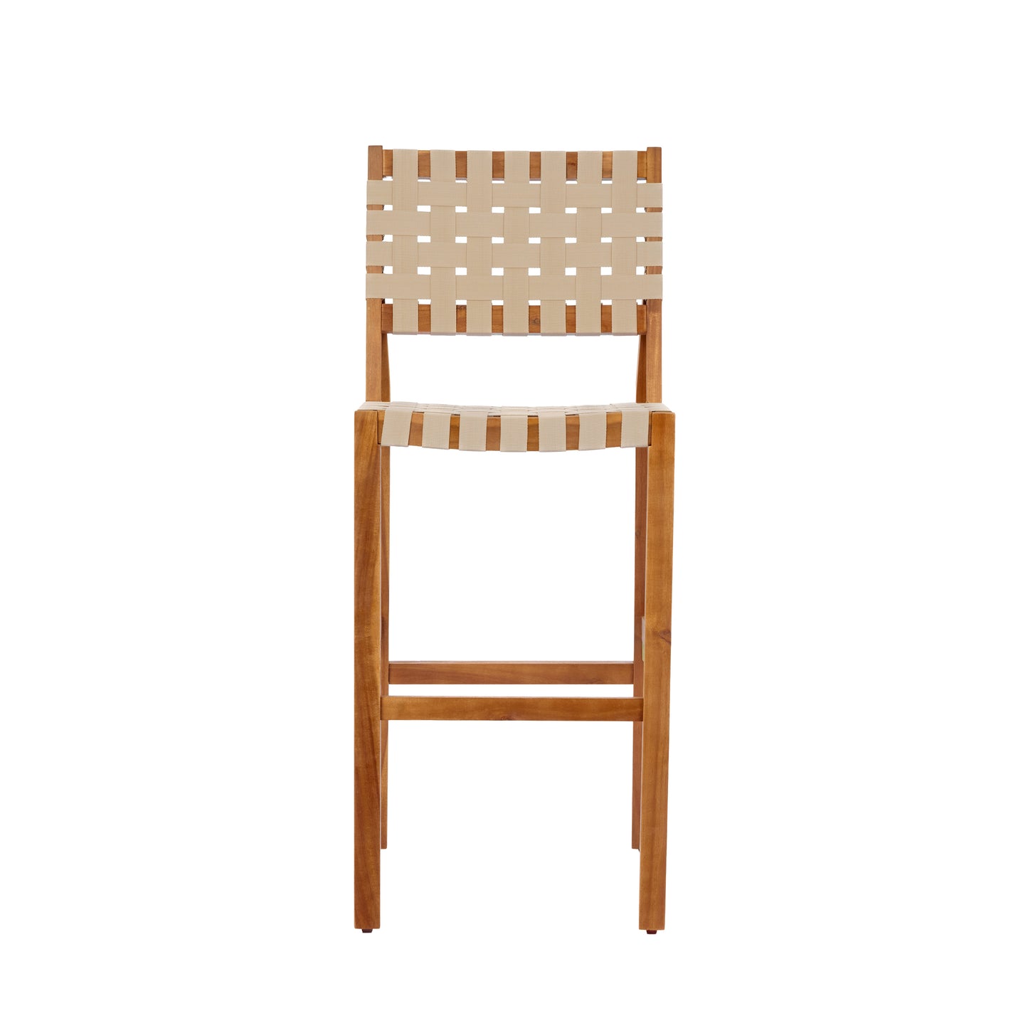 30.5 Inch Seat Height Outdoor Acacia Solid Wood Patio Side Chair, Beige Pe Woven Rope, Breathable and Comfortable,Indoor & Outdoor Use,Teak Finish+Beige Rope(set of 2) image 7