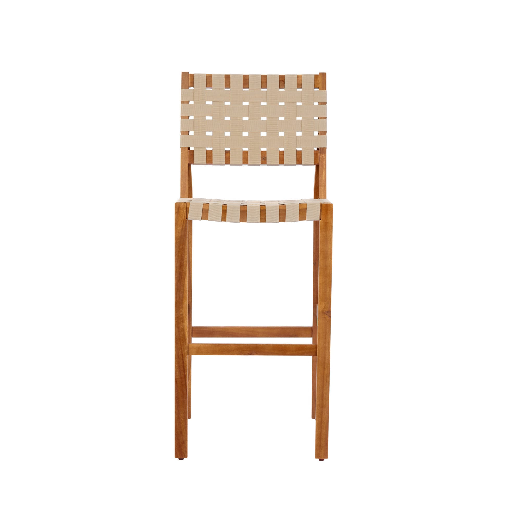 30.5 Inch Seat Height Outdoor Acacia Solid Wood Patio Side Chair, Beige Pe Woven Rope, Breathable and Comfortable,Indoor & Outdoor Use,Teak Finish+Beige Rope(set of 2) image 7