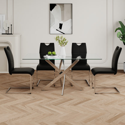 Modern Dining Chairs with Faux Leather Padded Seat Dining Living Room Chairs Upholstered Chair with Chrome Metal Legs Design for Kitchen, Living, Bedroom, Dining Room Side Chairs Set of 2 image 8