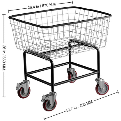 Wire Laundry Cart, 4.5 Bushel Wire Laundry Basket with Wheels, 35''x15.7''x22'' Commercial Wire Laundry Basket Cart, Steel Frame with Chrome Finish, 5'' Casters, Wire Basket Cart for Laundry image 7