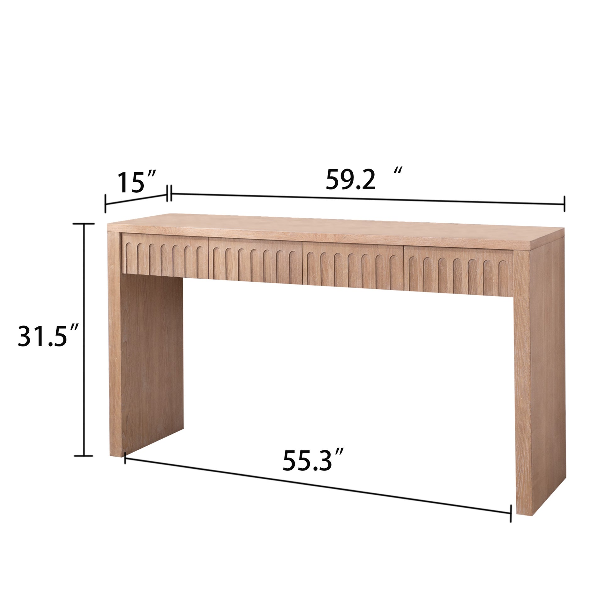 Modern Console Table with 4 Drawers – 59.2" Entryway Table in Natural Wood Finish image 6