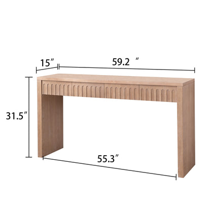 Modern Console Table with 4 Drawers – 59.2" Entryway Table in Natural Wood Finish image 6