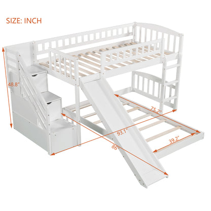 Stairway Twin over Twin Bunk Bed with Two Drawers and Slide, White(OLD SKU:LT100156AAK-1) image 7