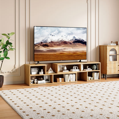 Modular Freestyle TV Stand, Light Wood Adjustable Media Console with Open Storage Compartments, Modern Minimalist Entertainment Center, Free‑Combination TV Cabinet for Living Room Bedroom Apartment image 1