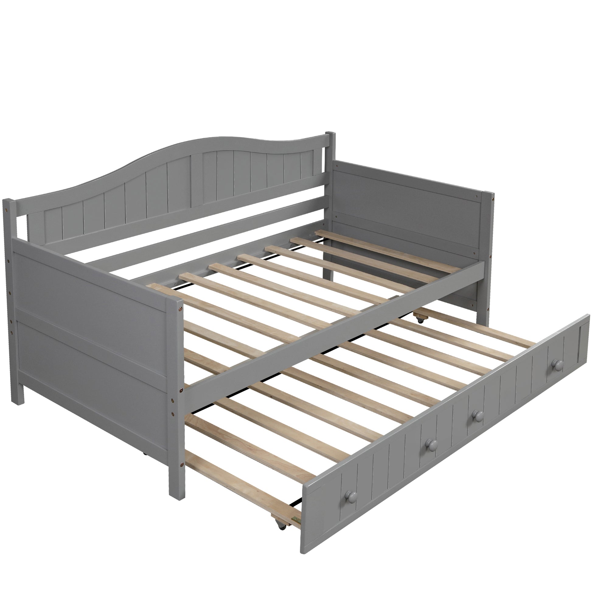 Twin Wooden Daybed with Trundle Bed, Sofa Bed for Bedroom Living Room,Gray(OLD SKU:WF192861AAE) image 7