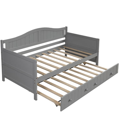 Twin Wooden Daybed with Trundle Bed, Sofa Bed for Bedroom Living Room,Gray(OLD SKU:WF192861AAE) image 7