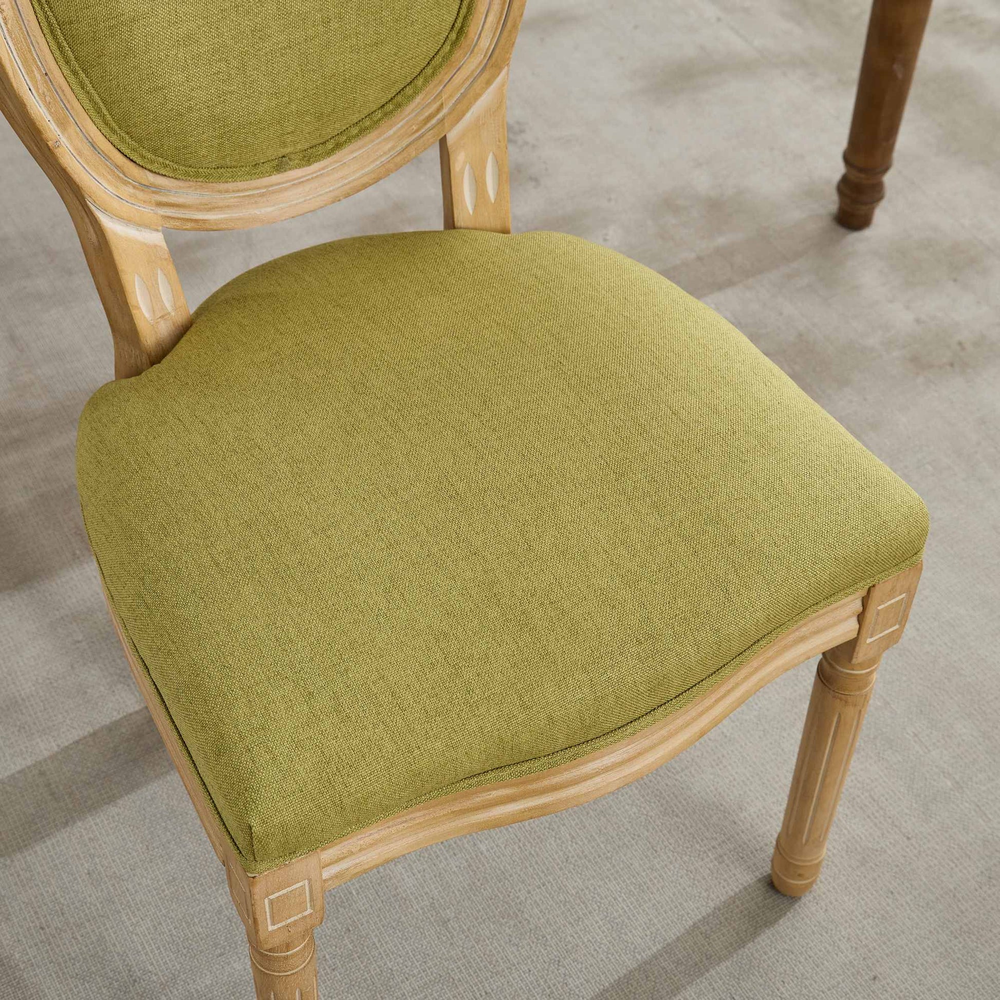 A&A Furniture,French Style Solid Wood Frame Antique Painting Linen Fabric Back Dining Chair,Set of 2,SW1845OL,Olive Green image 11