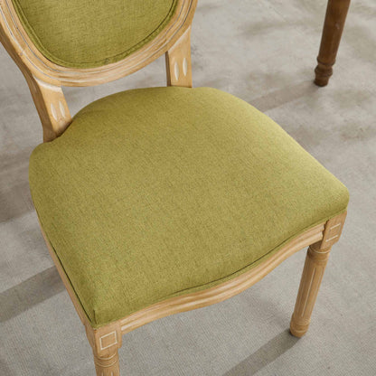A&A Furniture,French Style Solid Wood Frame Antique Painting Linen Fabric Back Dining Chair,Set of 2,SW1845OL,Olive Green image 11