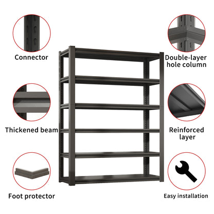 82"H 6 Tier Metal Shelves for Storage Garage Shelving 2400LBS Heavy Duty Storage Shelves Adjustable Garage Shelf Industrial Shelving Unit Storage Utility Rack,48"W*18"D*82"H,Black image 9