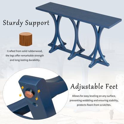 U-Style 59.8'' Wooden Console Table with Oak Veneer Top,Farmhouse Entryway Table with Rubber Wood Slender Curved Legs,Perfect for Living Room,Entryway,Hallway, Dining Spaces. image 6