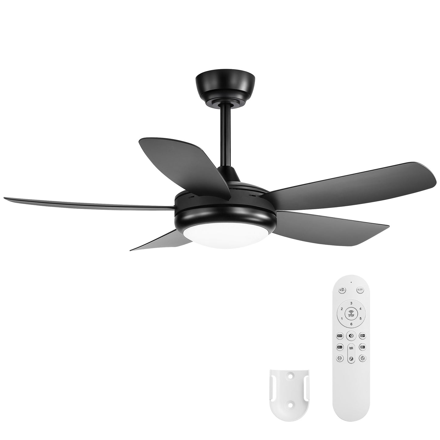 42 inch Ceiling Fans with Lights, Quiet DC Motor, Screw-Free for Blade Installation Reversible Ceiling Fan with Remote Control for Bedroom/Living Room-Black image 1