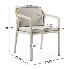 Outdoor Dining Set,Dining Chair Set of 6(Gray+Natural)+Acacia Wood Dining Table
