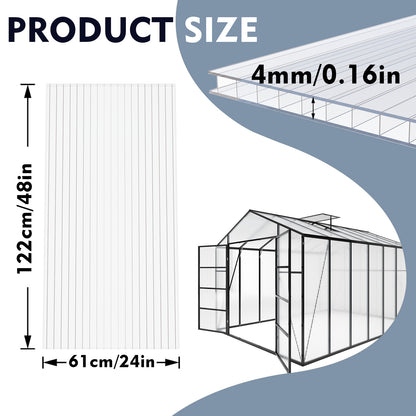 4x2 FT Polycarbonate Twin Wall Sheets, Shatterproof UV Blocking Greenhouse Cover Panels, Lightweight Insulated Roof Panels for Outdoor Garden, Patio and Balcony Use image 9