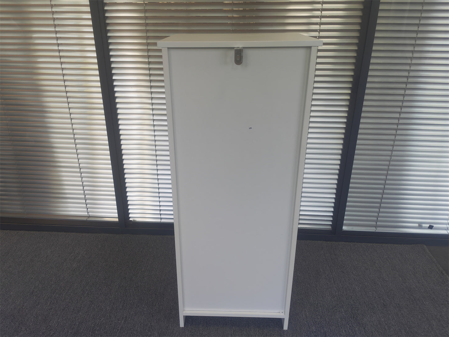 Bathroom low cabinet, louvered door floor-standing bathroom storage cabinet, multi-layer bathroom storage cabinet, white image 2