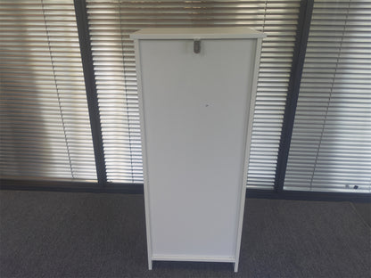 Bathroom low cabinet, louvered door floor-standing bathroom storage cabinet, multi-layer bathroom storage cabinet, white image 2
