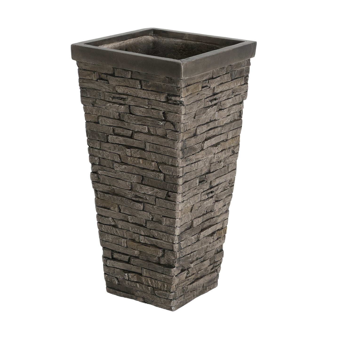 Tall Grey Stone-Effect MGO Planter - Indoor Outdoor Tall Square Plant Pot with Realistic Brick Texture, Weatherproof Heavy-Duty Container for Trees, Shrubs & Large Plants image 6