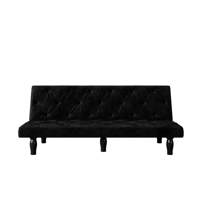 Sofa-to-Bed Evolution: 66" Black Velvet Sofa Bed Transforms Seamlessly, Ideal for Family Living Rooms, Apartments, and Bedrooms image 10