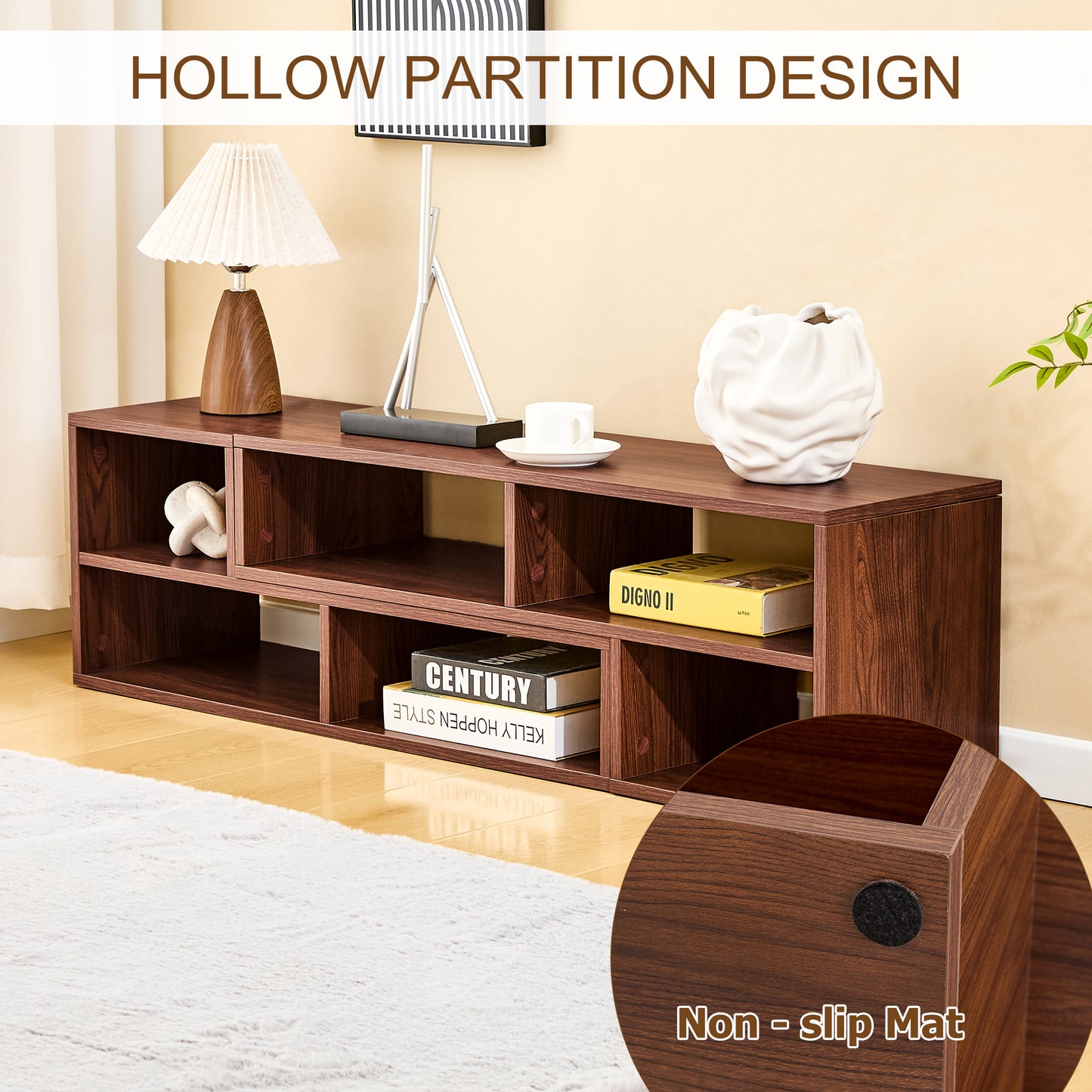 Dark Walnut Modular TV Stand, Free‑Combination Open Storage Media Console, Modern Minimalist Entertainment Center, Adjustable TV Cabinet for Living Room Bedroom Apartment image 10