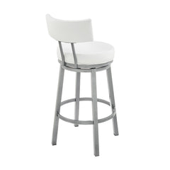 Dalza Swivel Counter Stool in Cloud Finish with White Faux Leather