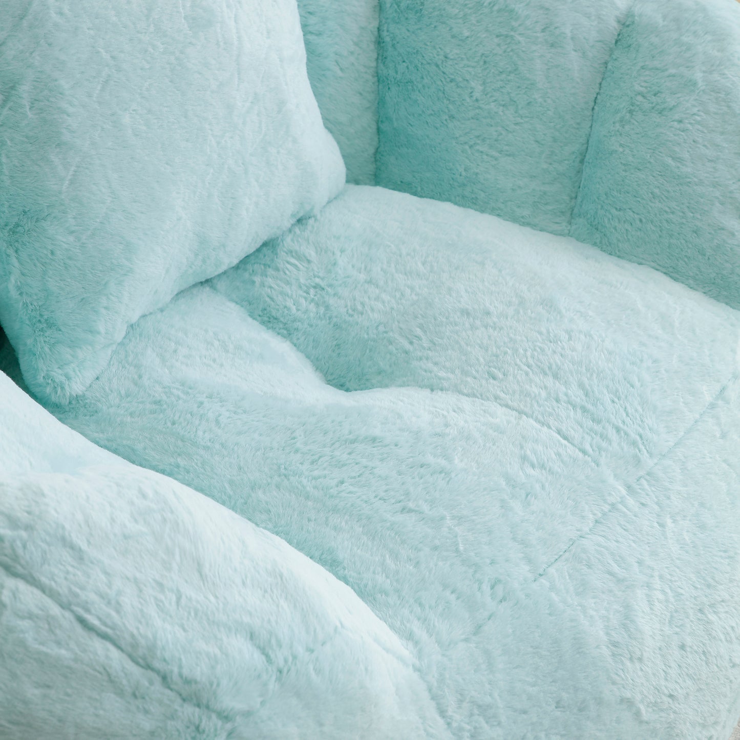 Giant Bean Bag Chair withFootstool, Oversized Bean Bag for Adults and Kids, Faux Fur Shell-Shaped Large Chair with Filler, Stuffed Big Accent Sofa, Floor Sofa for Gaming,Reading Living Room Bedroom image 9