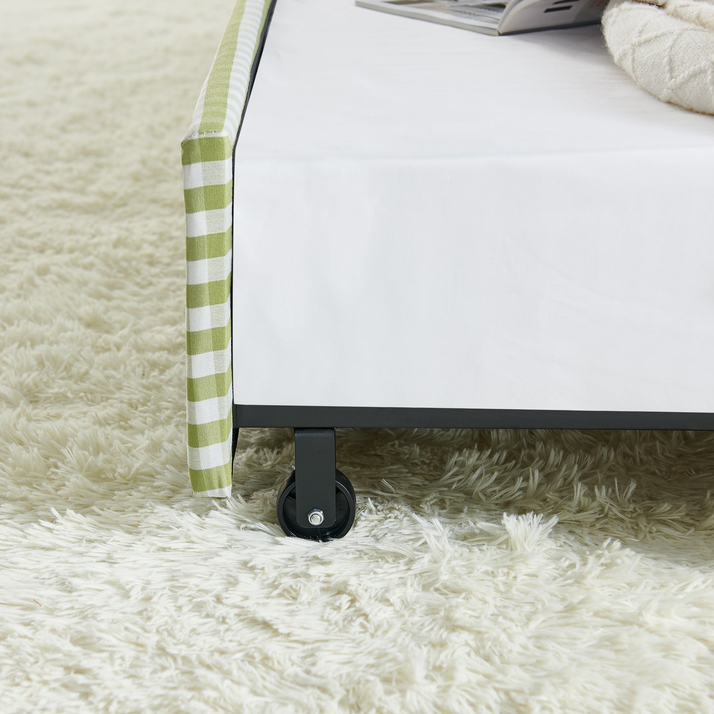 Full‑Size Daybed,Upholstered Convertible Daybed with Tufted Button Backrest, 3‑in‑1 Versatile Sofa Bed with Pull‑Out Trundle & Side Storage, Perfect for Compact Living-Green image 9