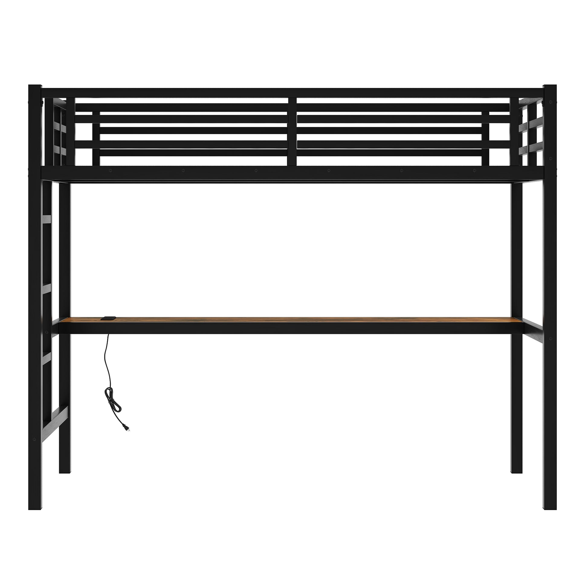 Metal Twin XL Size Loft Bed with Power Outlet and LED Lighted, Space-Saving, Noise Reduced, Black image 10