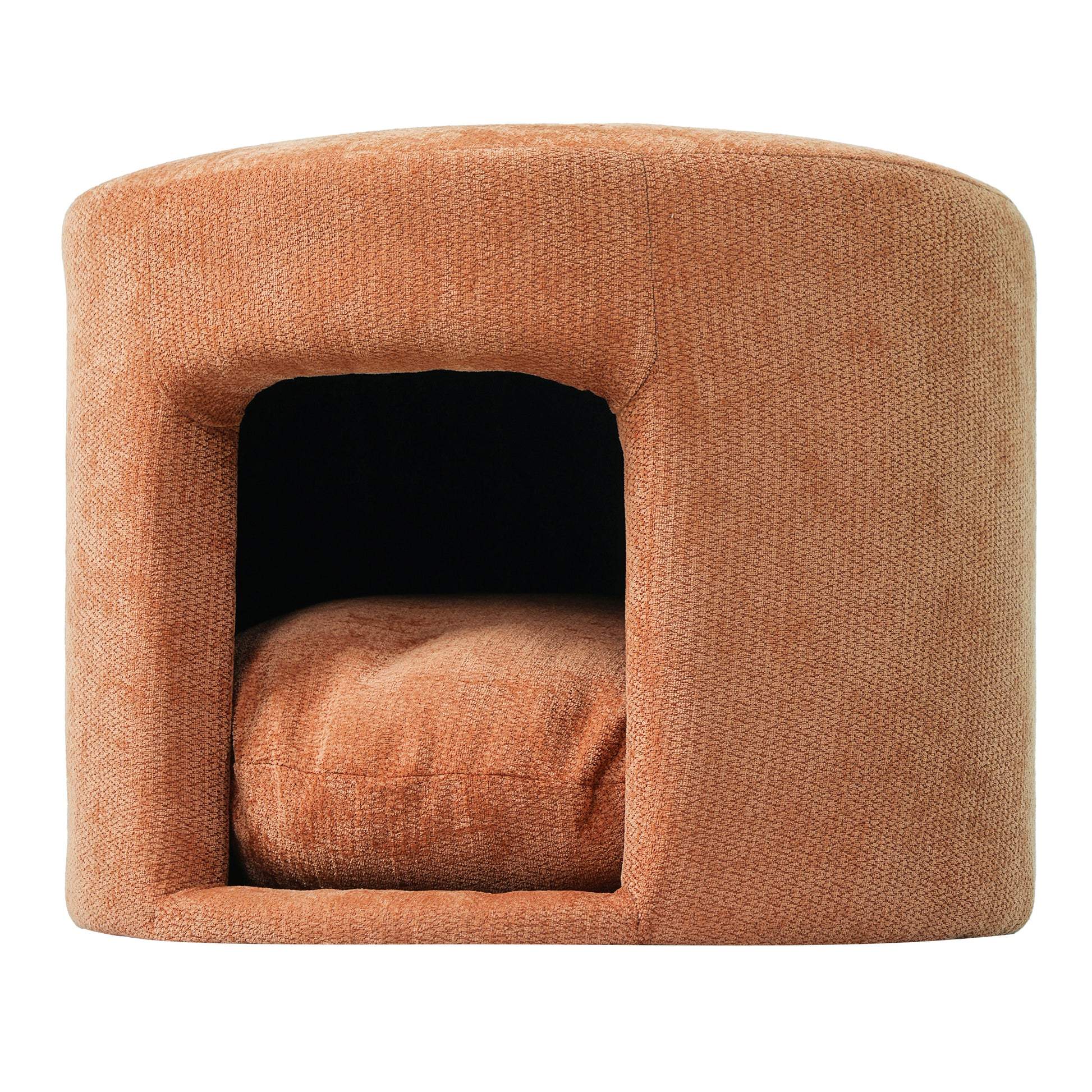 Orange Pet Friendly Ottoman with Removable Pet Cushion, Hidden Pet Nook, Acacia Wood Legs, 220 lbs Capacity, Upholstered Footrest Stool for Living Room image 7