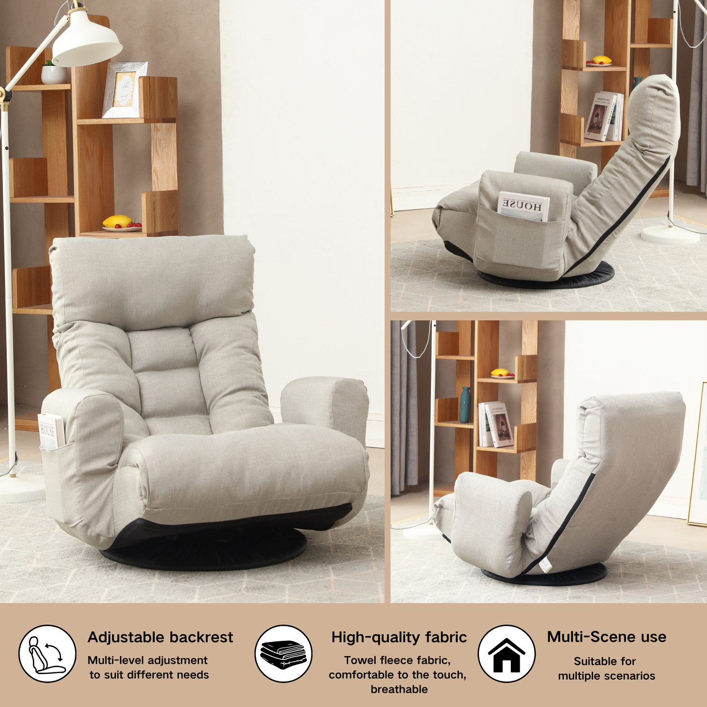 Adjustable head and waist, game chair, lounge chair in the living room, 360 degree rotatable sofa chair,Rotatable seat Leisure Chair deck chair image 3