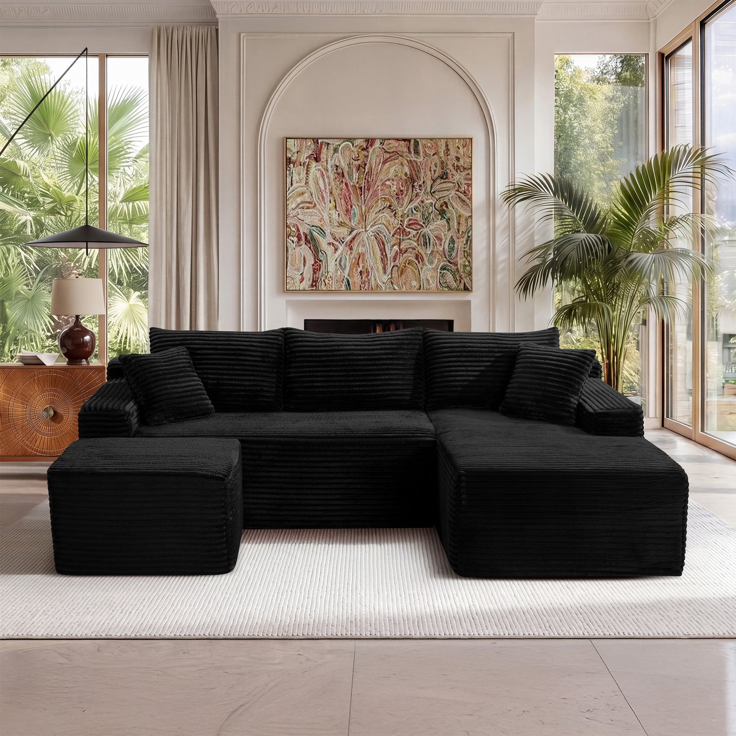 94.5" U-Shaped Cloud Sectional Sofa with Deep Seat,No Assembly Required,Modular Couches Sleeper for Living Room,Bedroom,Apartment image 1