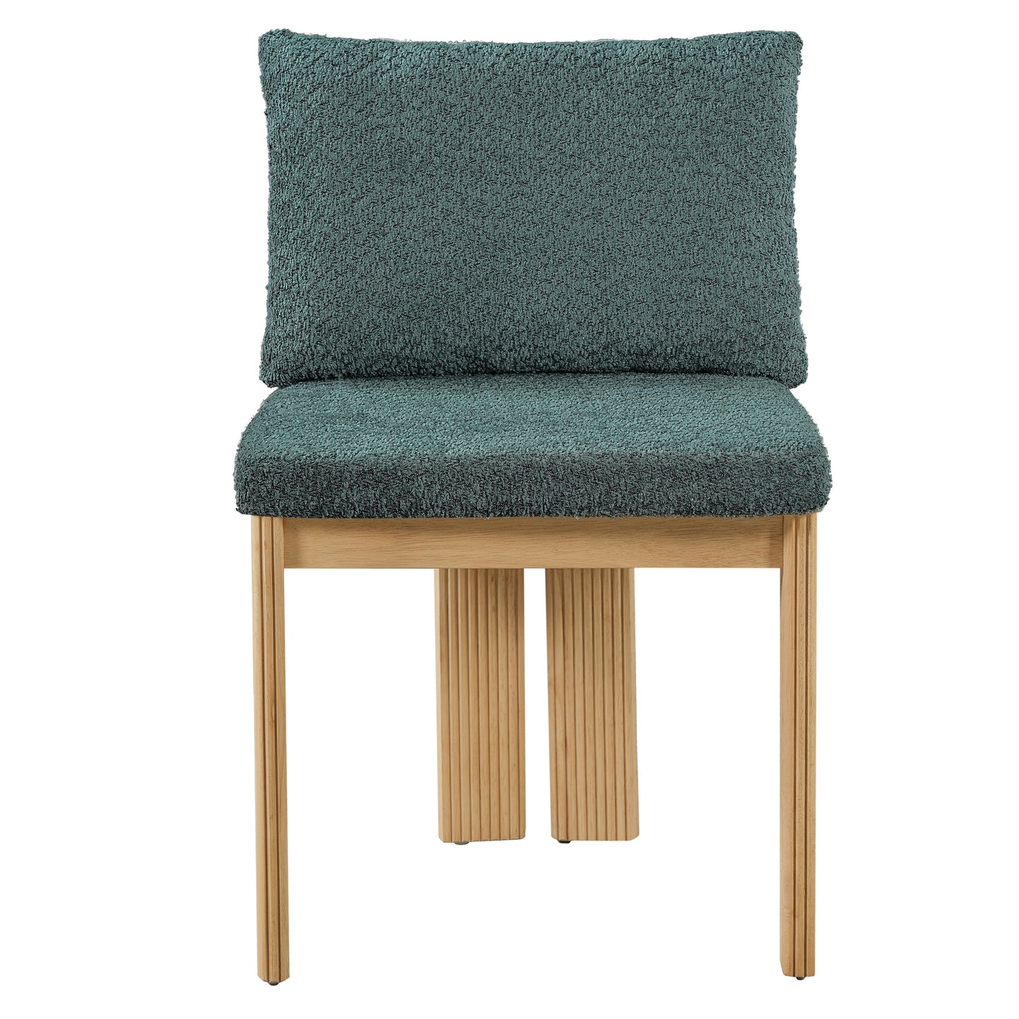 Indoor Boucle Dining Chair Set of 2, Rubber Wood Frame, Plush Green Boucle Seating, 250lbs Weight Capacity for Kitchen & Dining Room image 4