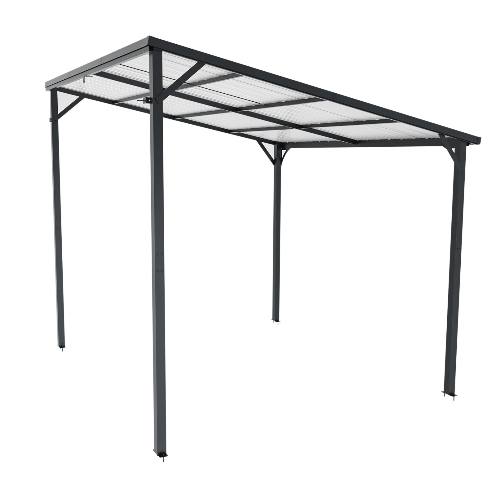 Outdoor Pergola 8' x 10' Metal Inclined Roof Pergolas Waterproof Wall-mounted iron sheet shed Gazebo for Patio,Garden,Yard image 9