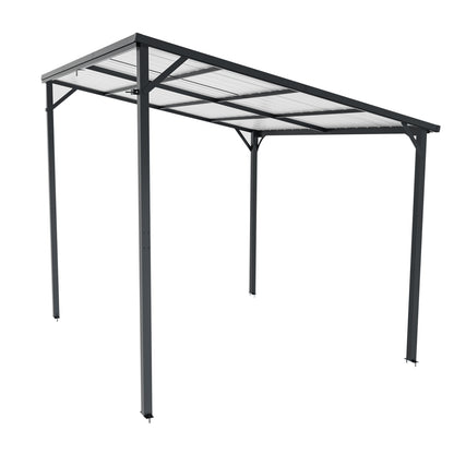 Outdoor Pergola 8' x 10' Metal Inclined Roof Pergolas Waterproof Wall-mounted iron sheet shed Gazebo for Patio,Garden,Yard image 9
